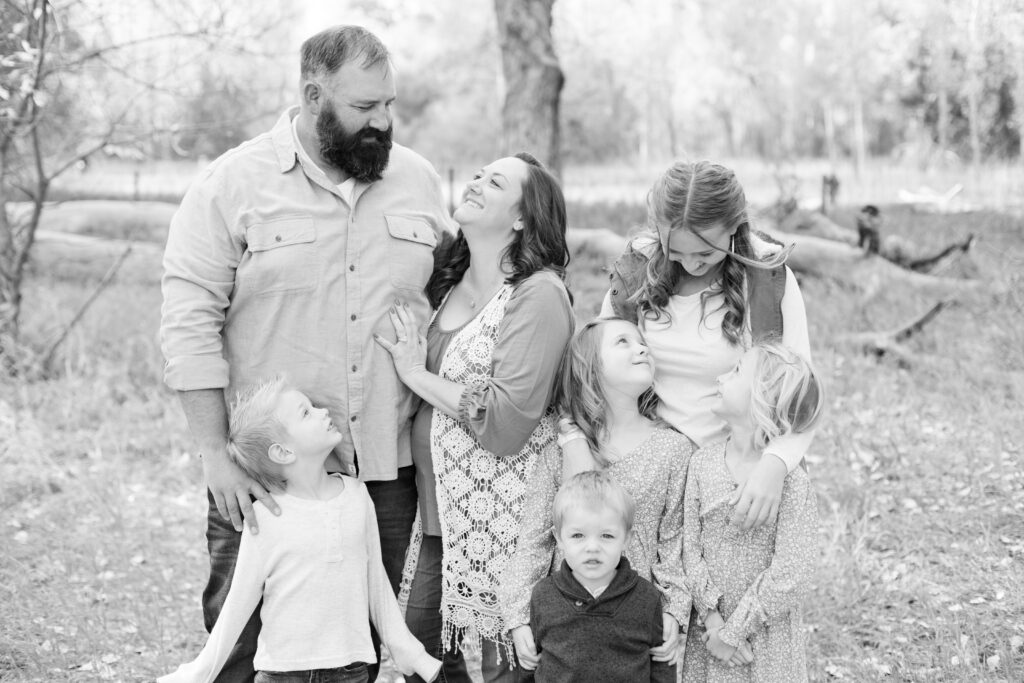 Family laughs together in City Park